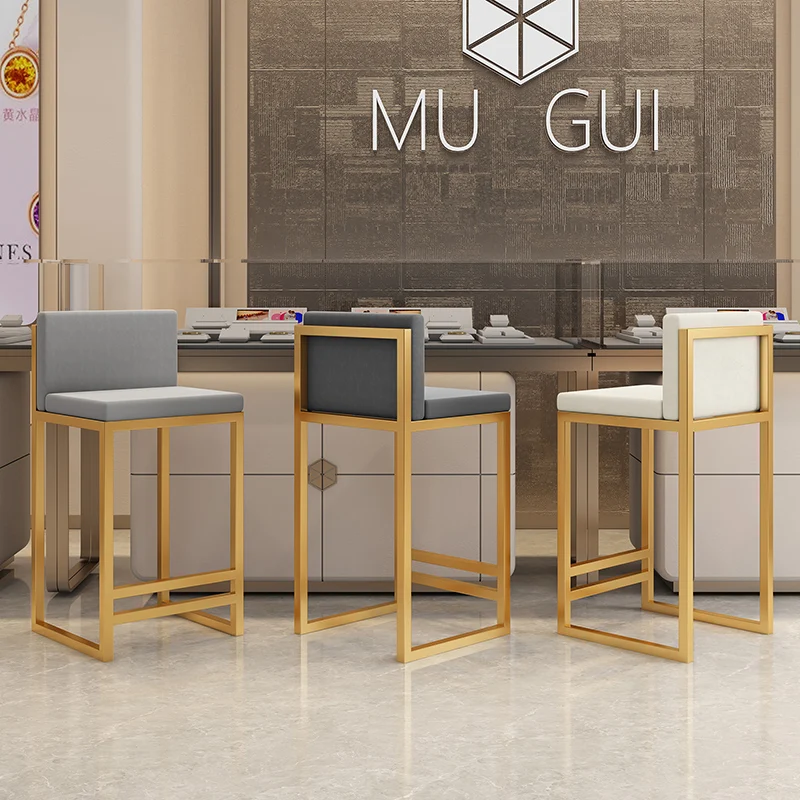 

Light luxury jewelry gold store stool checkout page high bar chair mobile phone optical store counter