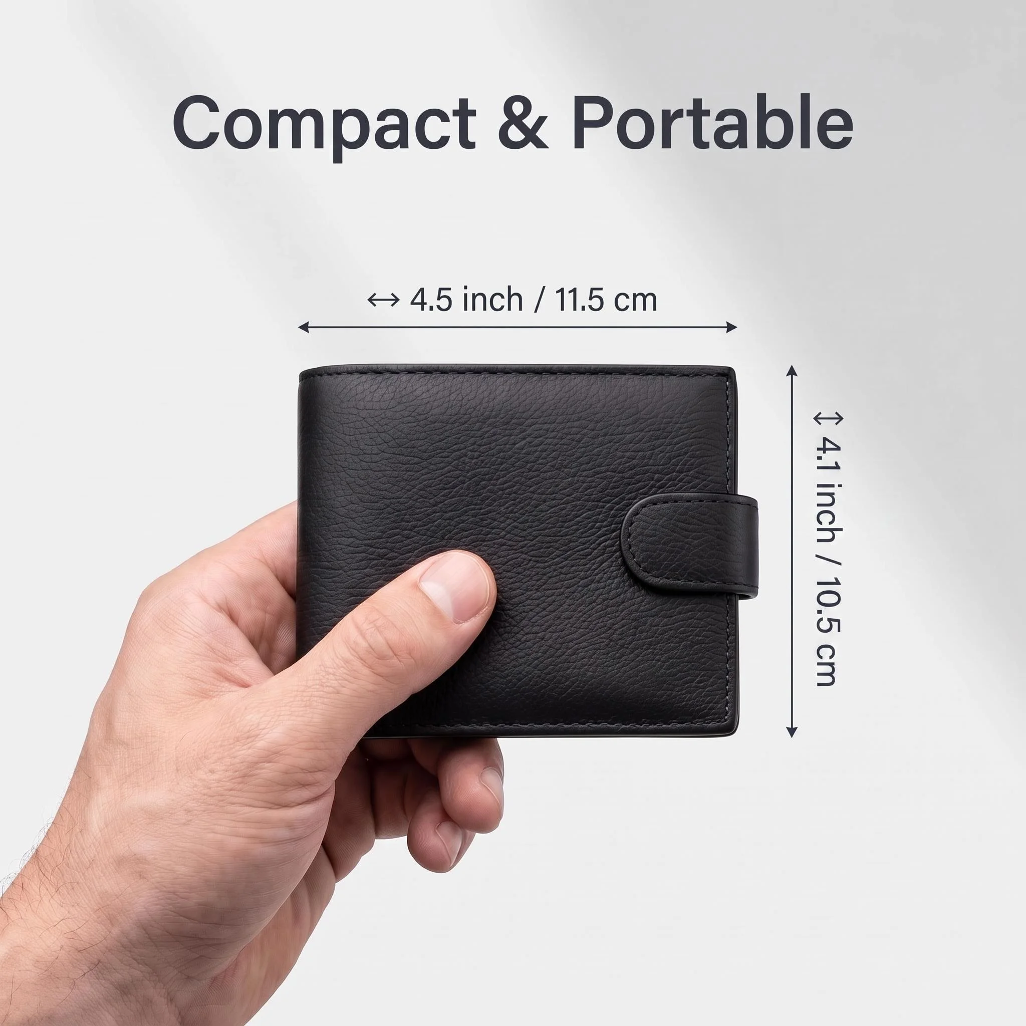Business-style genuine leather wallet for men with multiple credit card slots, RFID anti-scan protection, internal zippered bill compartment, coin pocket, and coin purse. A perfect gift for father, husband, or friend o