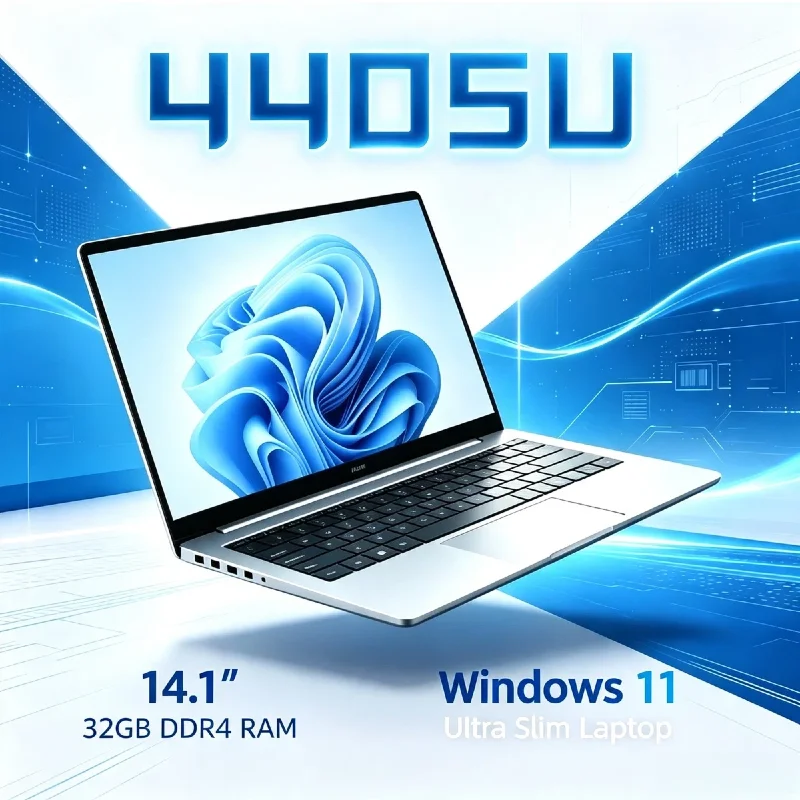 New 14.1" FHD 19201080 Ultra‑Slim Notebook PC Intel 4405U 16GB RAM 2TB SSD Portable Laptop for Office Study Gaming