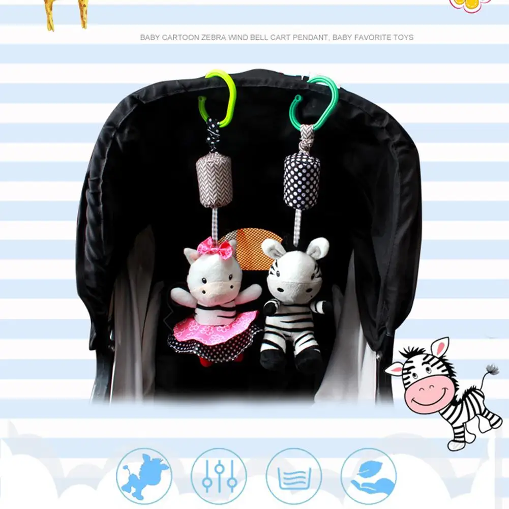 Juguete de cebra de dibujos animados para bebé, campanas de viento, tela segura colgante para cuna, cochecito masticable, No se decolora, felpa suave no tóxica Gi A6K9
