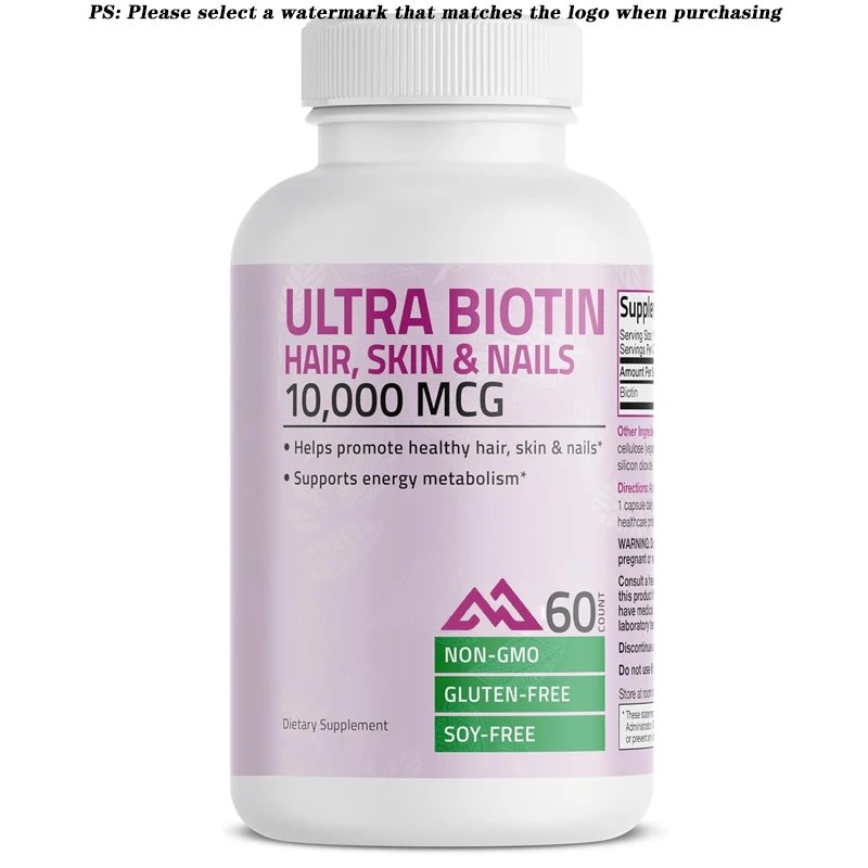 Super biotin 10000 mcg hair, skin, and nail health supplement, non GMO, 60 vegetarian capsules