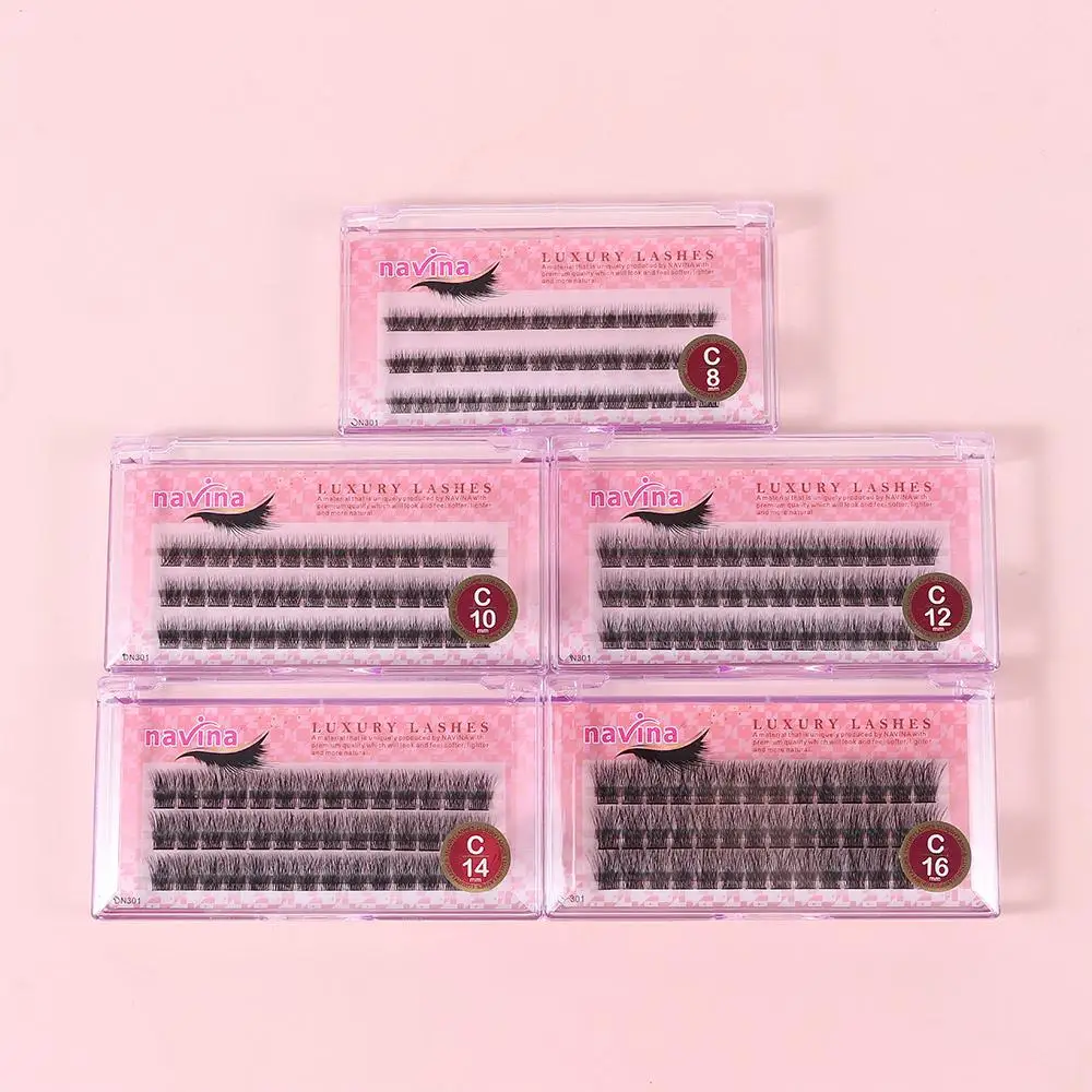 42 Cluster/scatola Definizione audace Ciglia finte Estensione ciglia individuali naturali annodate lunghe/senza nodi