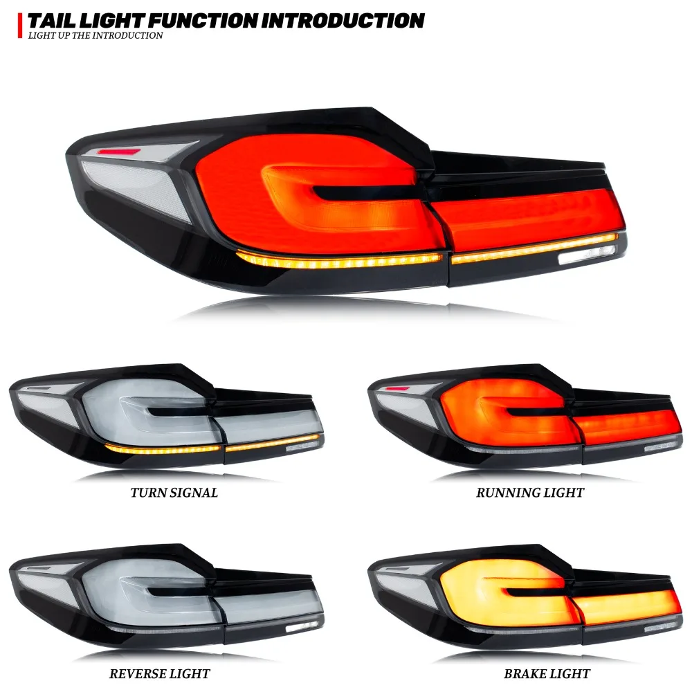 LED Tail Lights for BMW G30 M5 F90 5 Series 2017-2020 Sequential Grey Rear Lamps