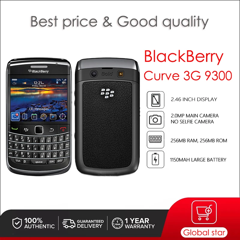 BlackBerry Curve 3G 9300 Refurbished Original Unlocked Cellphone 16GB 2GB RAM 8MP Camera free shipping