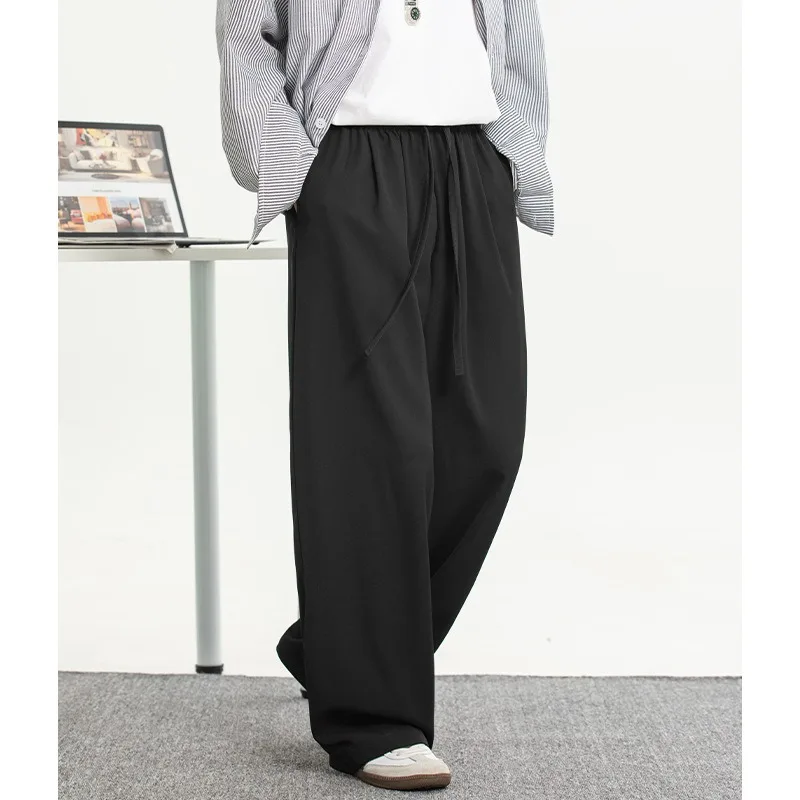 Men's Summer Cool Breathable Casual Pants Loose Straight Trousers Wrinkle Resistant