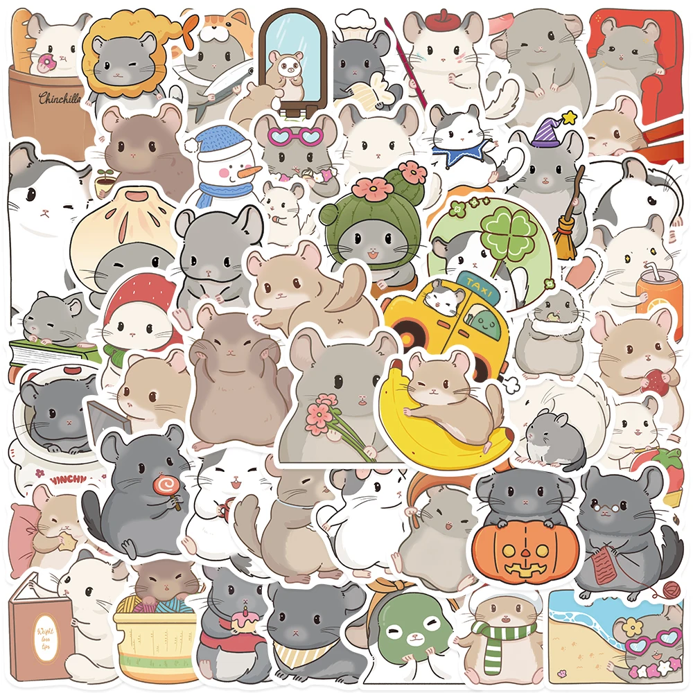 

50PCS Chinchilla Stickers Funny Animals Decals For Student Tablet Suitcase Refrigerator Laptop Notebooks Stickers Toy Gifts