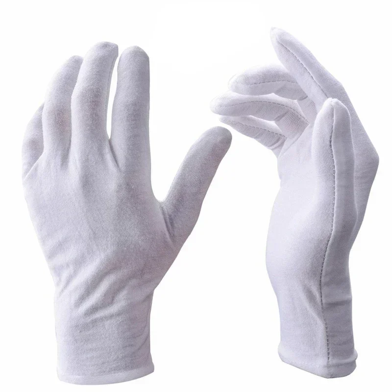 Guantes de trabajo de algodón blanco a granel para manipulación en seco, guantes de SPA, guantes ceremoniales de alto estiramiento, herramientas de trabajo de limpieza del hogar