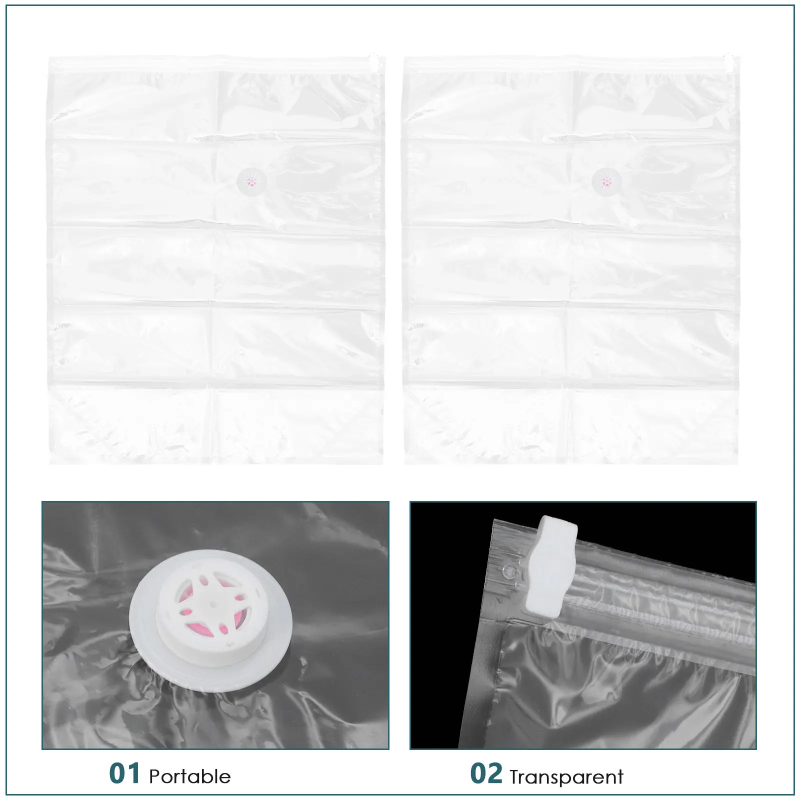 8Pcs Transparent Self-Compression Vacuum Bags Space Saver for Coats Sweaters Quilts Seasonal Storage Clothes Vacuum Seal Bags
