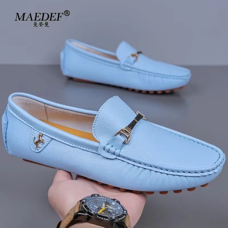 MAEDEF Men's Shoes White Loafers Men Casual Shoes Brand Mens Loafer Breathable Big Size Driving Walking Shoes for Men Moccasins