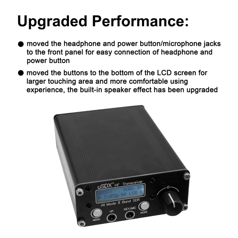 USDR USDX+Plus V2 8-Band SDR Transceiver HF SSB QRP LCD with Display Speaker Microphone HF Transceiver with EU Plug DY