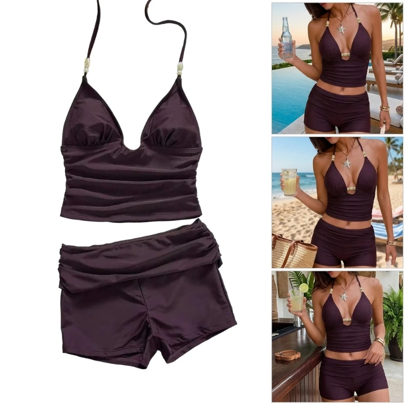 Color Swimsuits For Women 2 Piece Set High Stretch polyster Fabric Fast Drying And Chlorine Resistant For Beach And Y1AC