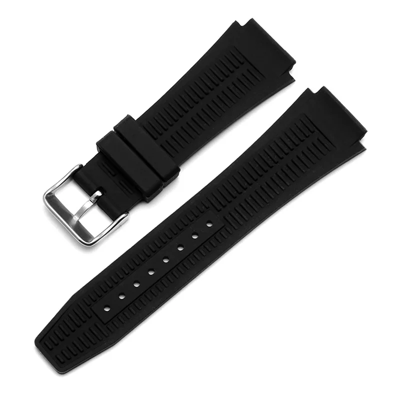 Silicone Watch Strap Suitable for Rado true/thin Series Waterproof Convex Mouth Watch Chain 24 * 18mm Black Men's Watchband