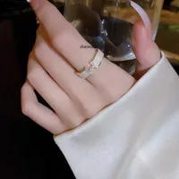 Letter H ring, white oil drop zircon open red ring for women