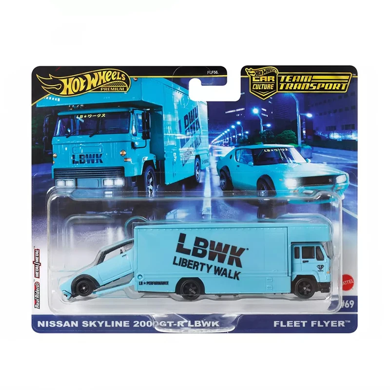 2024 Hot Wheels Car Culture Team Transport Nissan Skyline 2000Gt-R Lbwk & Fleet Flyer Blue 1/64 Diecast Model Car Toy FLF56