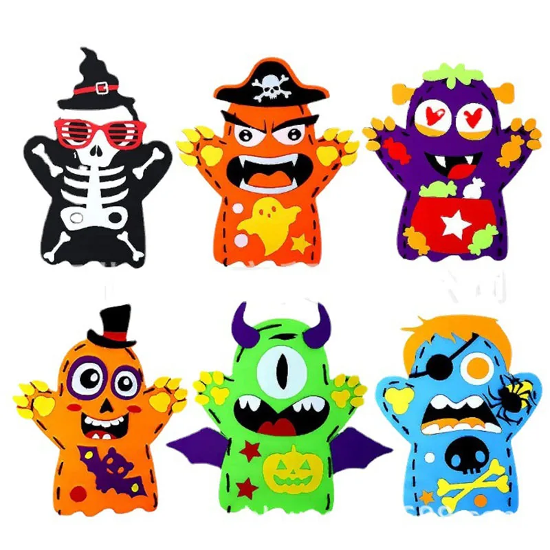 2Pcs Halloween Hand Puppet DIY Craft Toy Felt Sewing Kit Theater Story Telling Kindergarten Creative Material Kids Education Toy