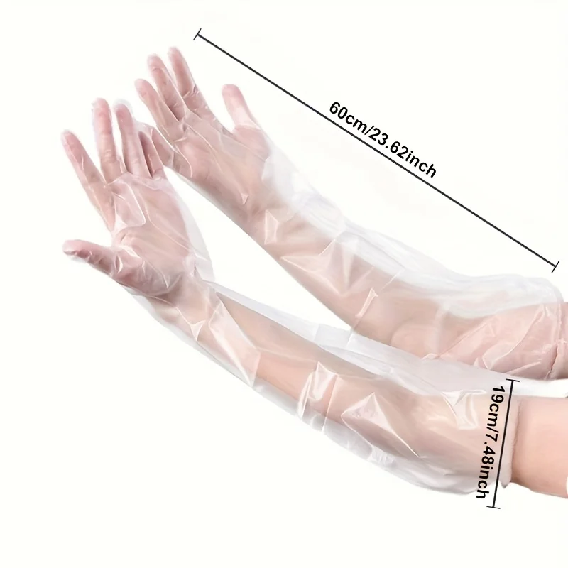 30PCS Disposable Arm Guard Gloves Kitchen Household Cleaning Waterproof Elastic Drawstring Lengthened CPE Long-Arm Gloves