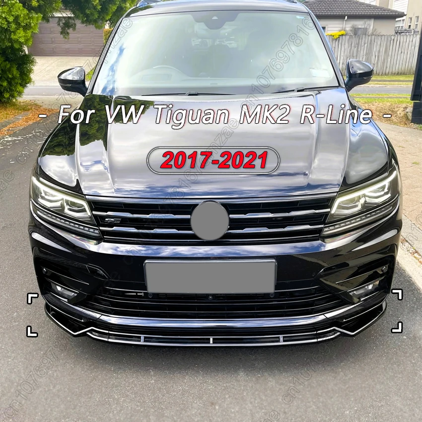 

Передний бампер, разветвитель, диффузор, спойлер, защита для VW Tiguan MK2 R-Line 2017-2021, глянцевый черный, аксессуары, тюнинг ABS