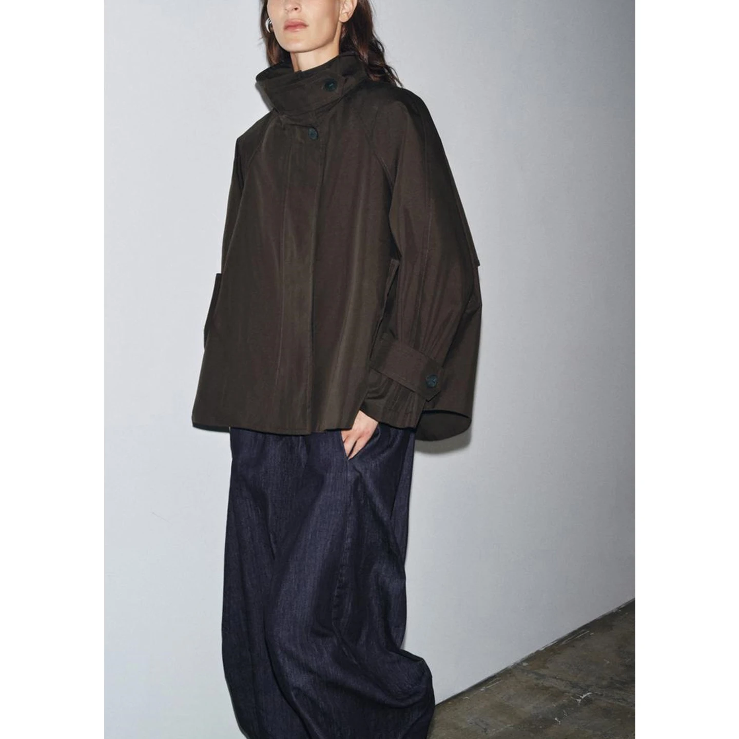 Neue Herbst frauen Casual Lange Sve Kragen Parka Mantel Wasserdicht Gerade Saum Pendeln Sle Single Button Verschluss Kapuze