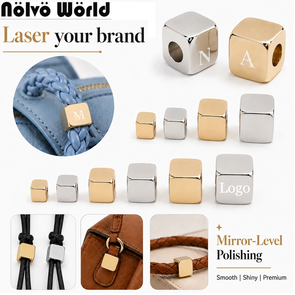 5/50/100PCS 9-12-15mm Metal Square Loose Spacer Bead Custom Your Logo For Necklace Bracelets Earrings DIY Jewelry Making Charms