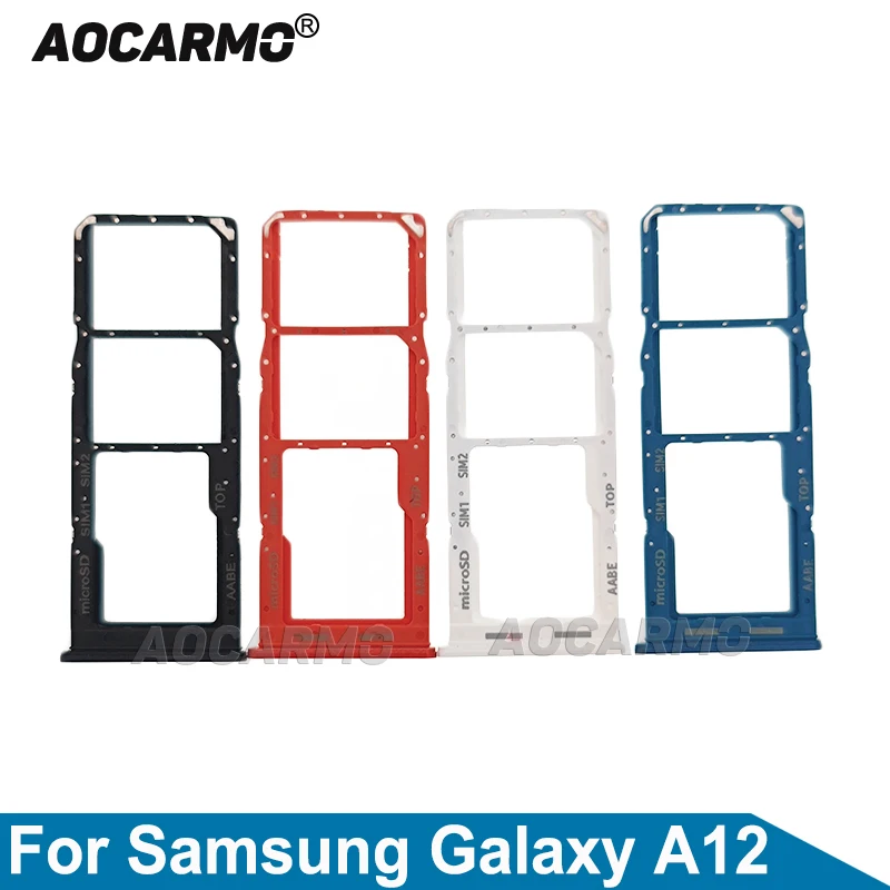 Aocarmo For Samsung Galaxy A12 Sim Card Tray MicroSD Slot Holder Replacement Parts