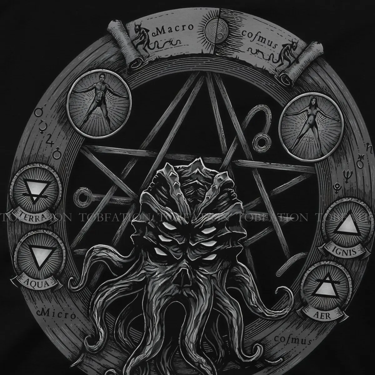 Cthulhu Harajuku TShirt Satanic Baphomet Goat Creative Tops 100% Cotton T Shirt Male Short Sleeve Special Gift Clothes