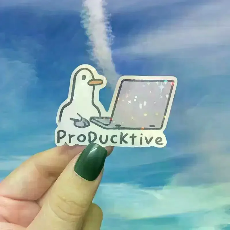 5Pcs Removable Laptop Waterproof Decals Cute Goose Laptop Stickers Notebook Computer DIY Decoration Gift For Adults