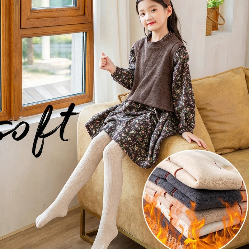 New Winter Plus Velvet Thick Warm Cotton Pantyhose baby Children Twist Pants Polar Fleece Lining Leggings for Kids Girl Trousers - view 6