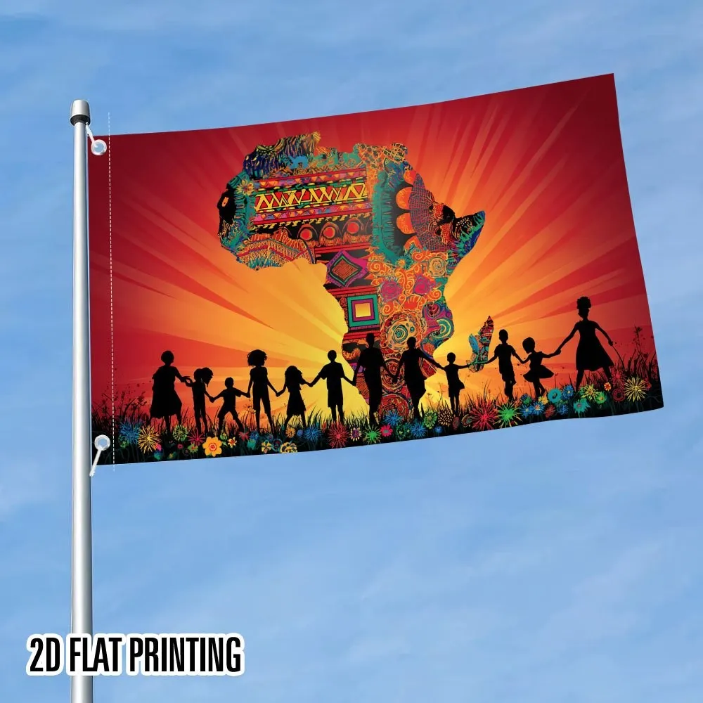 Drapeau de l'unité africaine, imprimé tribal vibrant, bannière de jardin en polyester, décoration extérieure