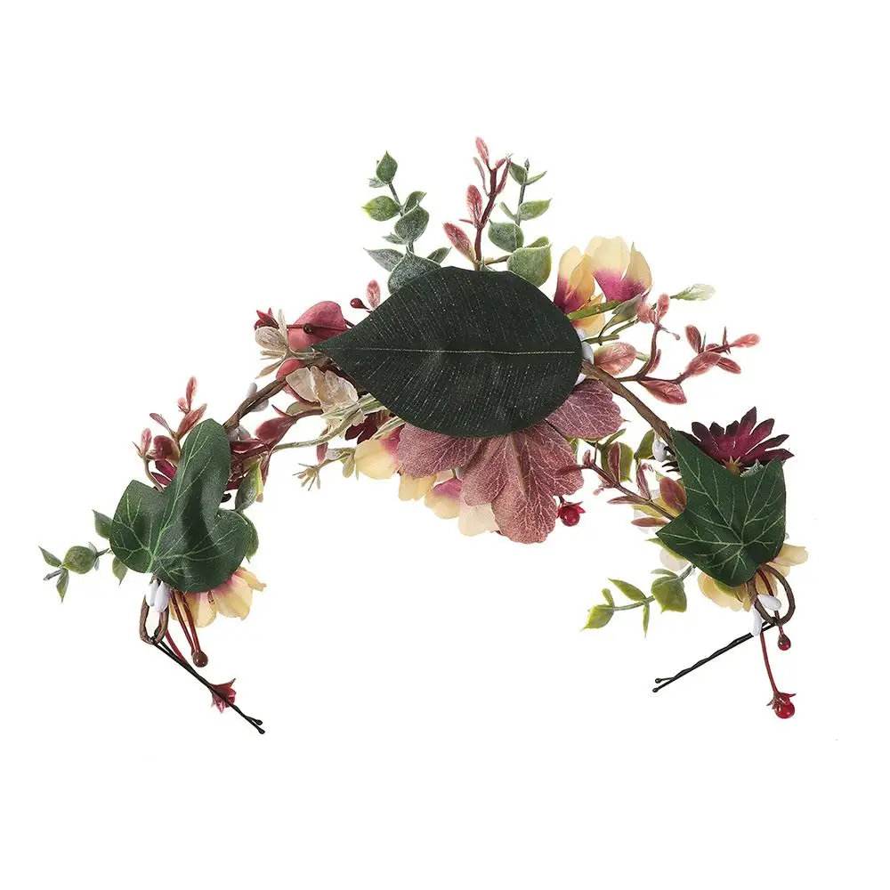 Fashion Tassel Women Flower Vine Forest Simulated Hair Wreaths Hairpins Flower Headband Festival Party