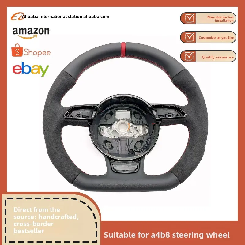 Suitable for Audi A4B8 half-turned red line red correction mark multi-function steering wheel without paddle without mark