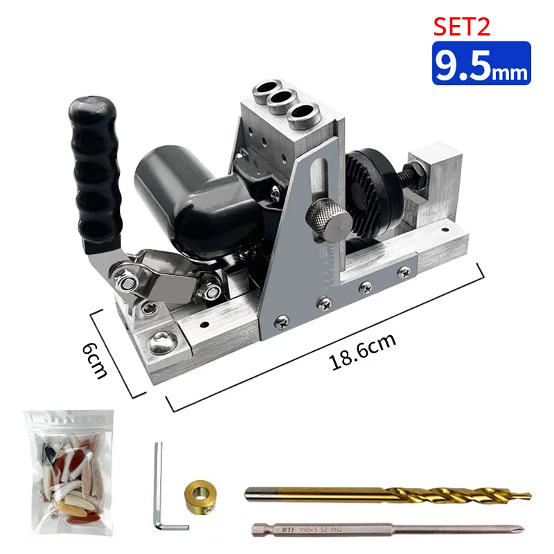 Pocket Hole Jig Kit zum Sammeln von Staub, Pocket Hole Drill Guide Jig für 15 ° Holzbearbeitungswerkzeuge mit abgewinkelten Löchern für starke Verbindungen – Detail 7