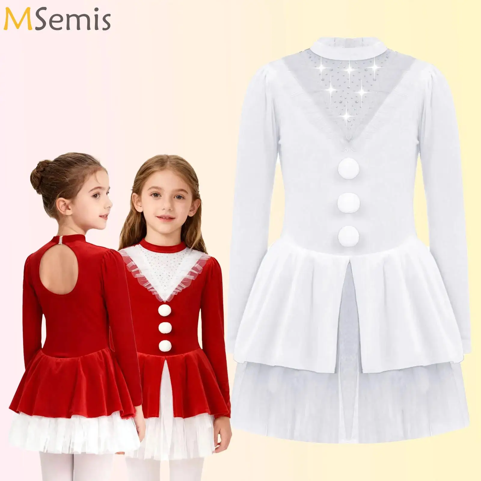 

Girls Christmas Candy Cane Elf Cosplay Dress Party Costume Teen Shiny Figure Skating Ballet Dance Leotard Tutu Dress Performance