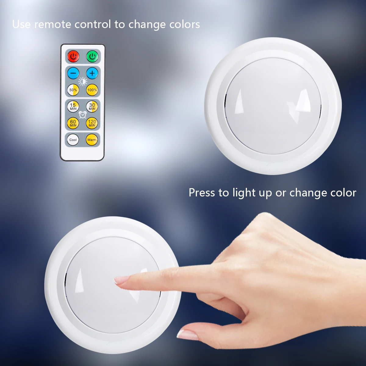 Hot Dimmable Under Cabinet LED Night Light Wireless White Remote Control Battery Power For Kitchen Closet Wardrobe White