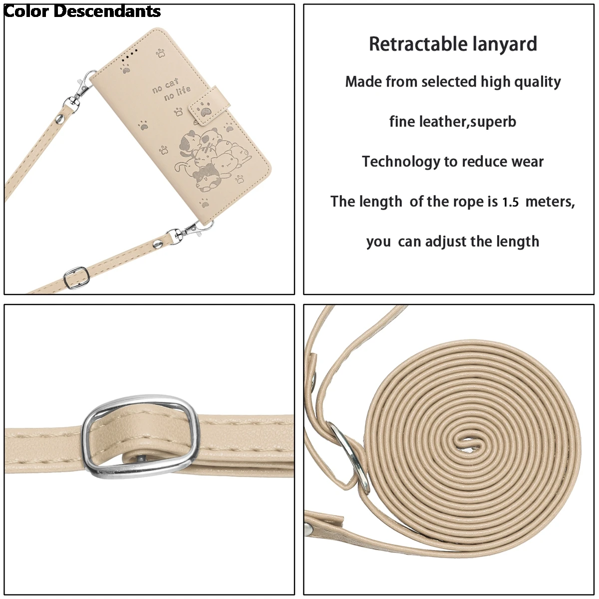 حافظة هاتف جلدية قابلة للطي لهاتف فوجيتسو FCNT راكوراكو F-53E سهام WE2 Plus F-51E F-52E حقيبة غطاء كتف هريرة #3