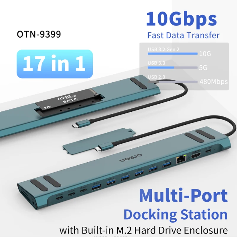 

USB-C HUB Splitter Adapter Type-C To HDMI-compatible Adapter Multi-function Docking Station E Built-in M.2 Hard Drive Enclosure