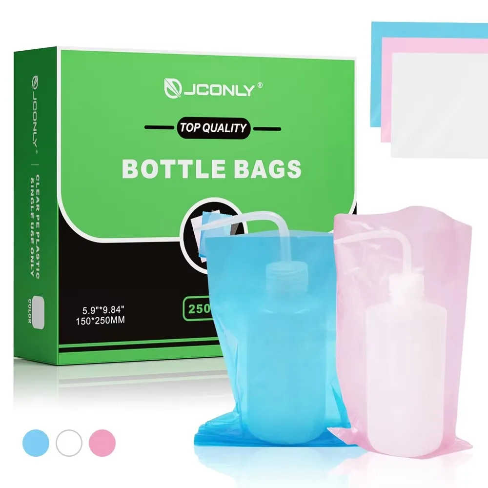 250 قطعة JCONLY الوشم غسل أكياس الزجاجات غسل الزجاجات يغطي زجاحة ضغط الأكمام أكياس نظيفة لحماية زجاجة الوشم الملحقات