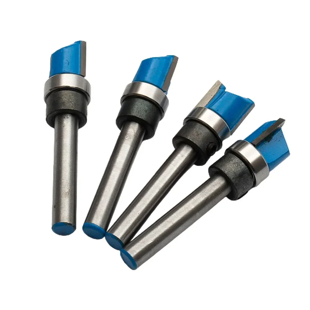 4pcs 1/4in 6mm Carbide Wood Cutter Woodworking Engraving Trimming Cutting Tools Shank Router Bit Milling Cutter Set