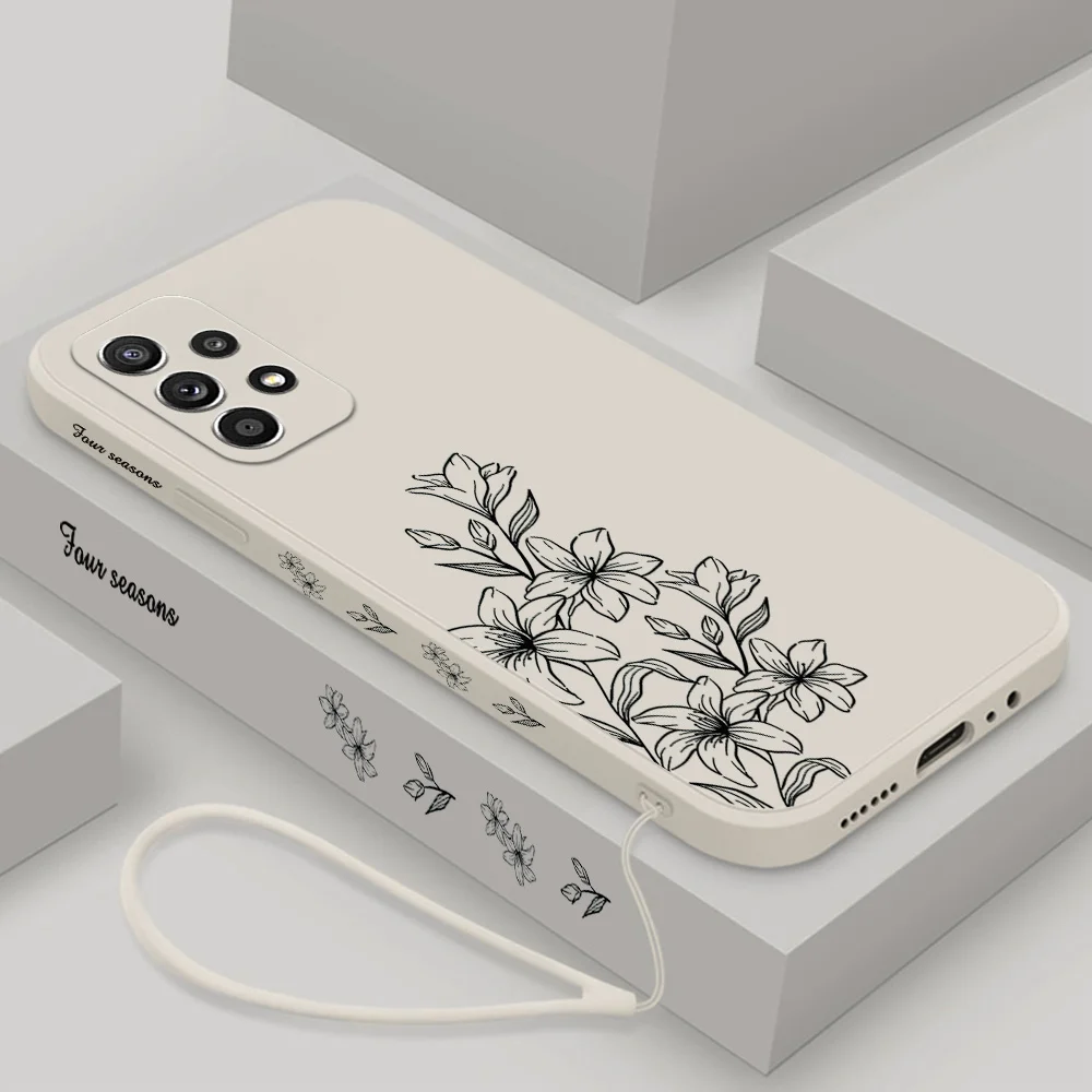 Capa de telefone floral para Samsung Galaxy, capa à prova de choque de silicone, A54, A53 5G, A34, A14, A73, A72, A71, A52 S, A51, A33, A32, A23,