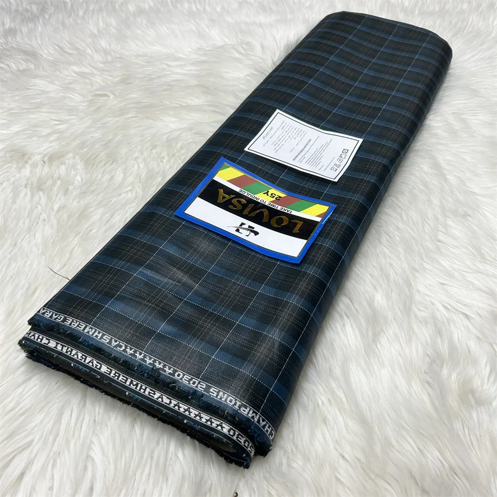 2022 الأفريقي 5 ياردة السيناتور ارتداء الرجال قماش بدلات Ripstop نمط النسيج للرجال الخياطة قميص لينة أكمام الملابس المواد