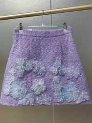 Real Photo New In Autumn Winter High-end Pears Flowers Embroidery Half Skirt For Women Short Mini Faldas Skirts Woman Clothes