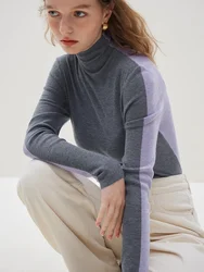 FSLE All-match Slim Style Women's Winter Two-wear High Turtleneck Knitted Bottoming Shirt Reversible Wear Sweaters Female