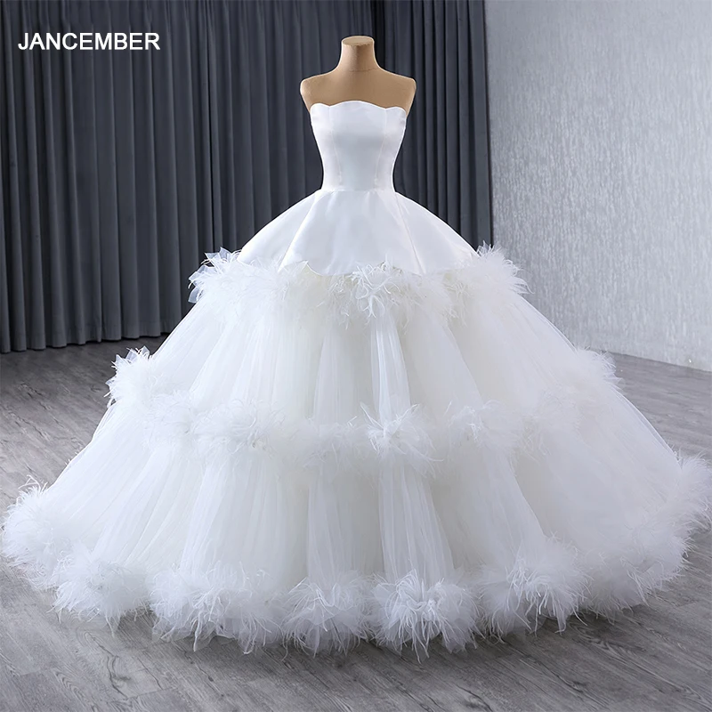 

Jancember Surprise Price Classic Wedding Suits For Women Ball Gown Strapless Chapel Train Wedding Dress Lace Vestido De Novia