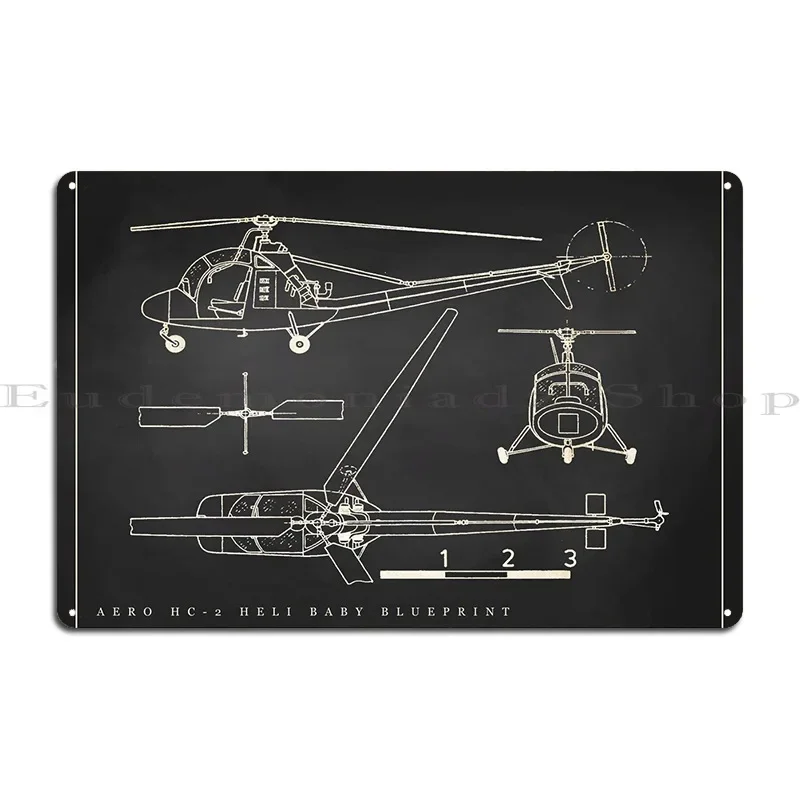 Aero Hc2 Heli Baby Metal Plaque Cinema Club Printed Retro Design Tin Sign Poster