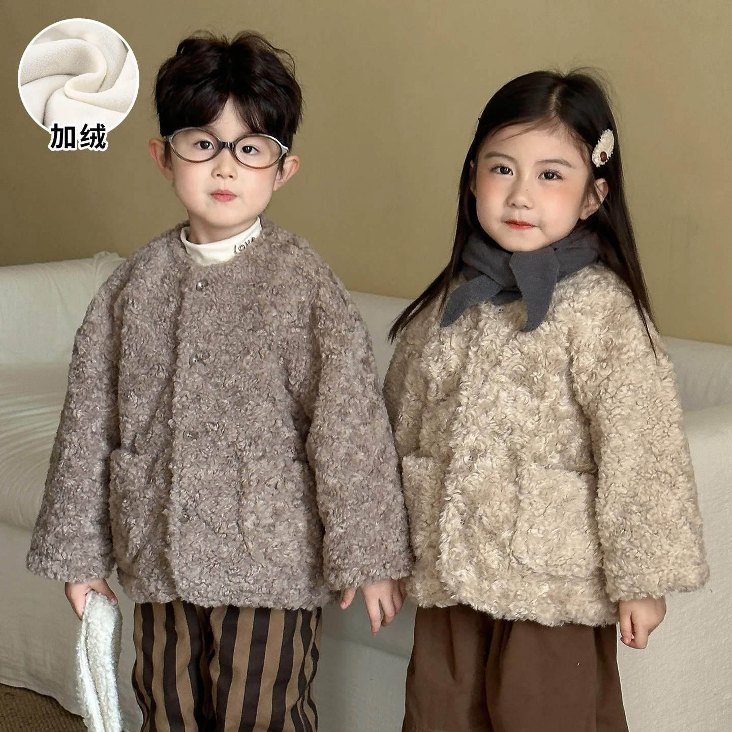 

Children's Teddy Fleece Jacket Girls Fleece Thickened 2025 New Autumn and Winter Boys Winter Clothes Baby Fluffy Top