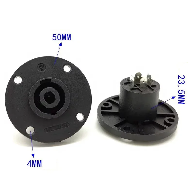 4Pin Female Panel Mount Socket Speaker Connector Square Round Base Plate
