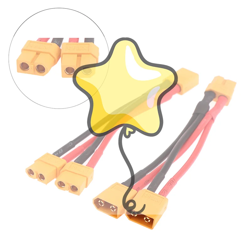 Male Female Cable Dual Extension Y Splitter 3-Way 14AWG Silicone Wire XT60 Parallel Battery Connector For RC Motor