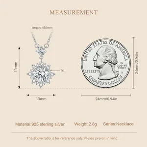 Bamoer Moissanite Halskette Halo für Frauen, 1 Quila Labor angebautes Diamant 925 Silberkette Halskette 6 Hauptverkäufe lassen Halskette - №6
