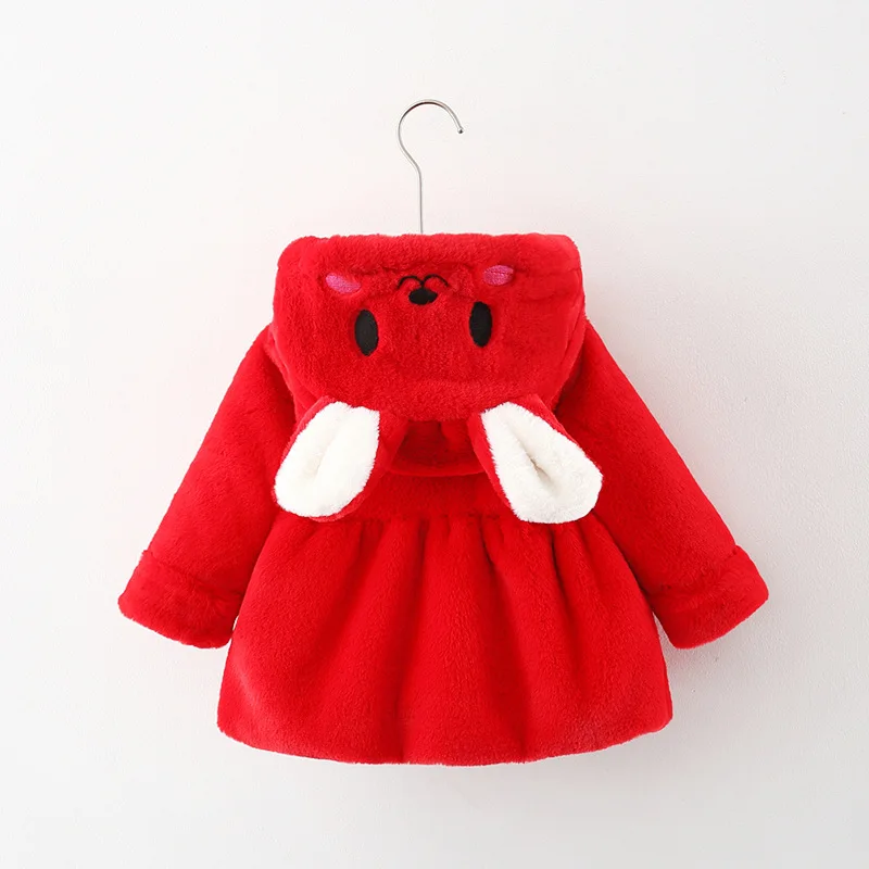 Baby Girl Clothes Cute Ears Plush Baby Jacket Autumn Winter Warm Hooded Girls Coat Christmas Little Princess Outerwear