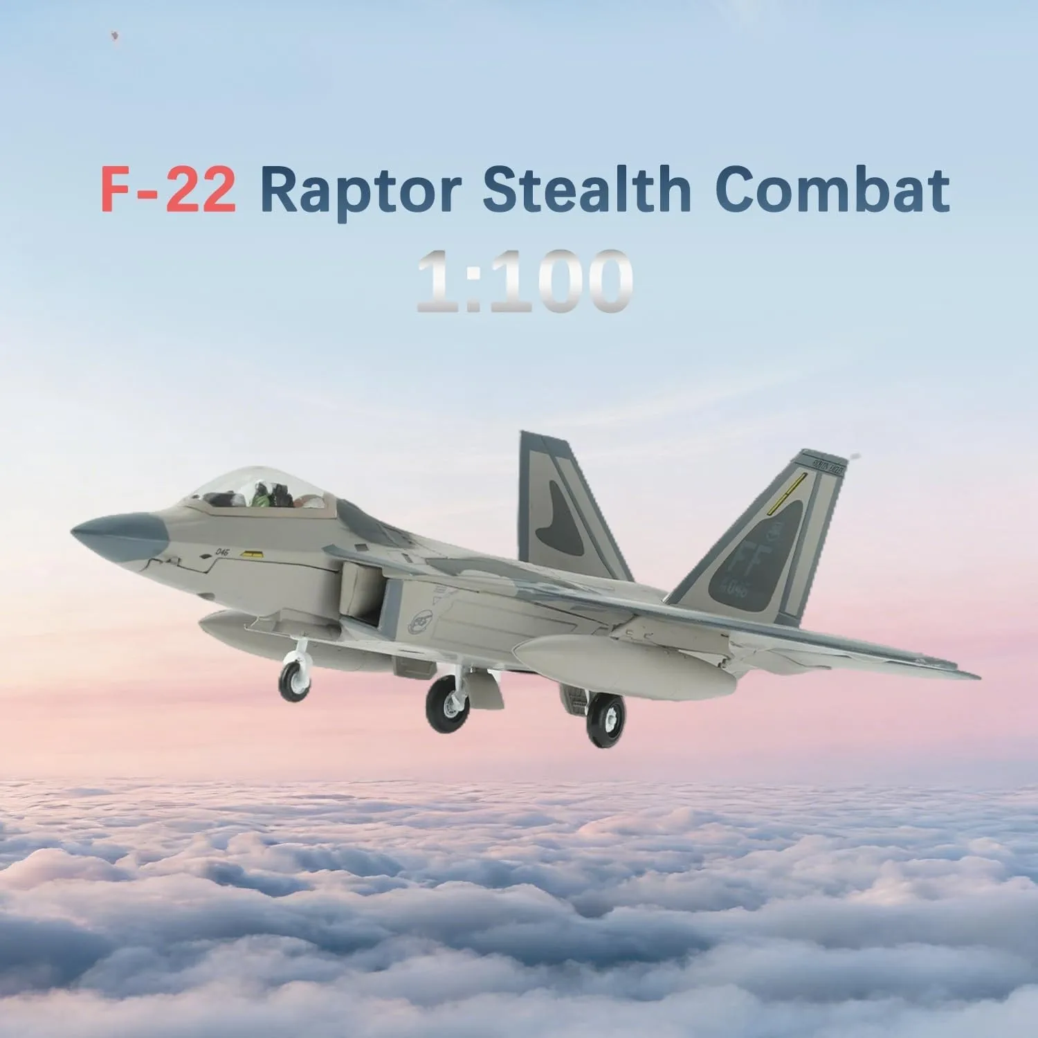 1:100 Scale F-22 Raptor Metal Fighter Jet Model Military Die-cast Aircraft Models for Collection or Gift