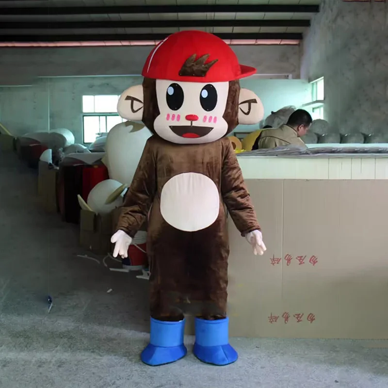 Disfraz de Mascota de mono marrón lindo, cara sonriente cómica, disfraces de Cosplay, fiesta, celebración, actuación